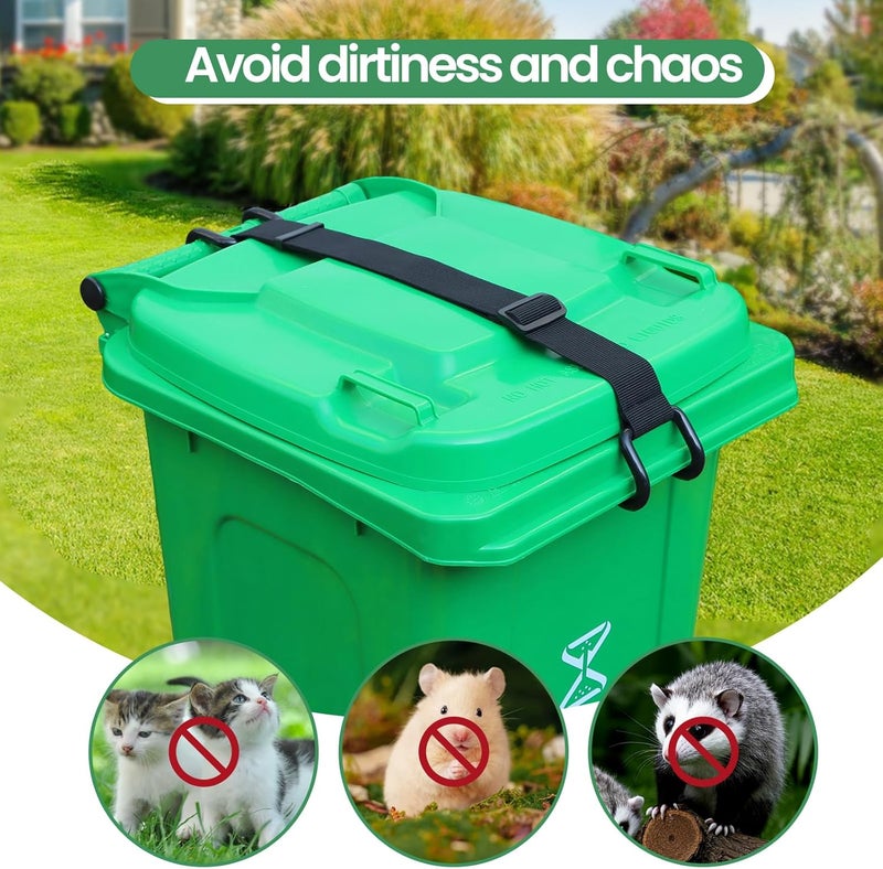 QUFA Metal Non-Slip Double Claw Trash Can Lid Lock, Adjustable Animal-Proof & Windproof Garbage Can Lock, Universal Fit for 28-96 Gallon Outdoor Bins (1) - Image 2